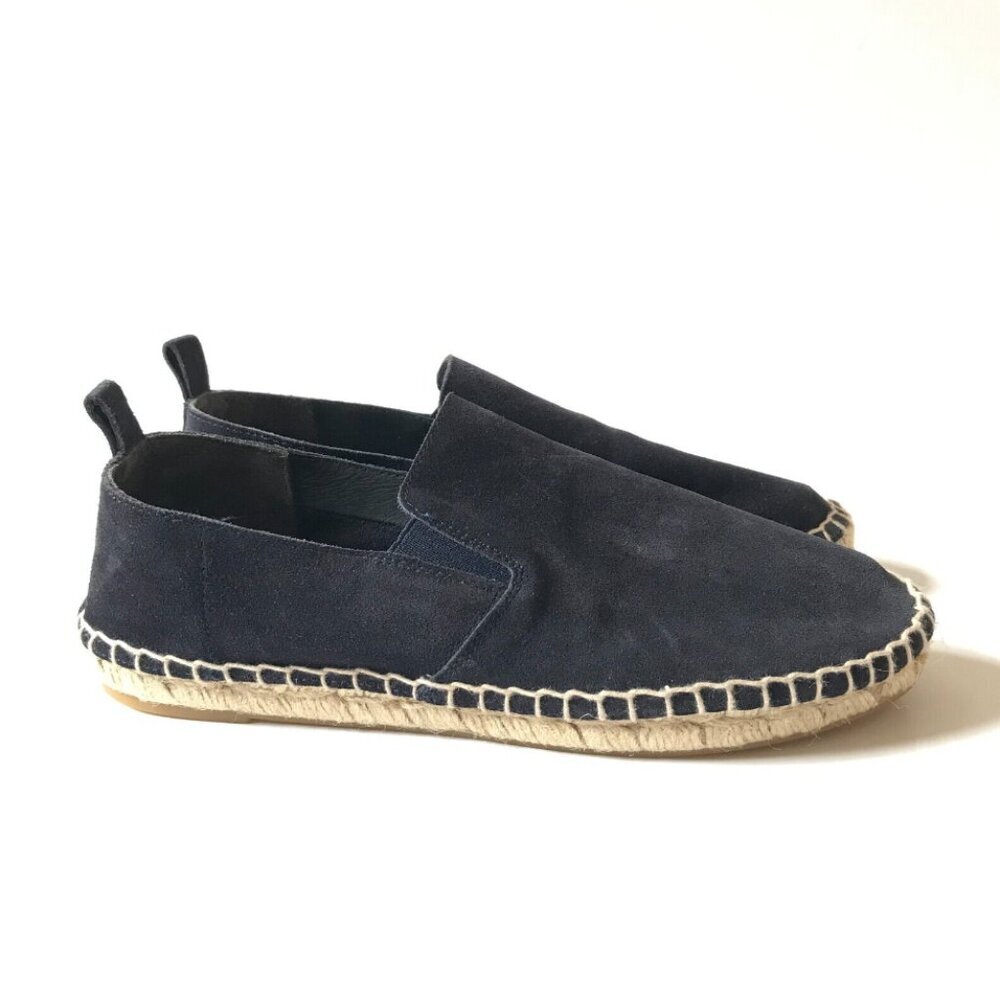 NEW Vince Tucker Espadrille Flats Shoes Womens 37 7 Navy Blue Suede Jute in BOX